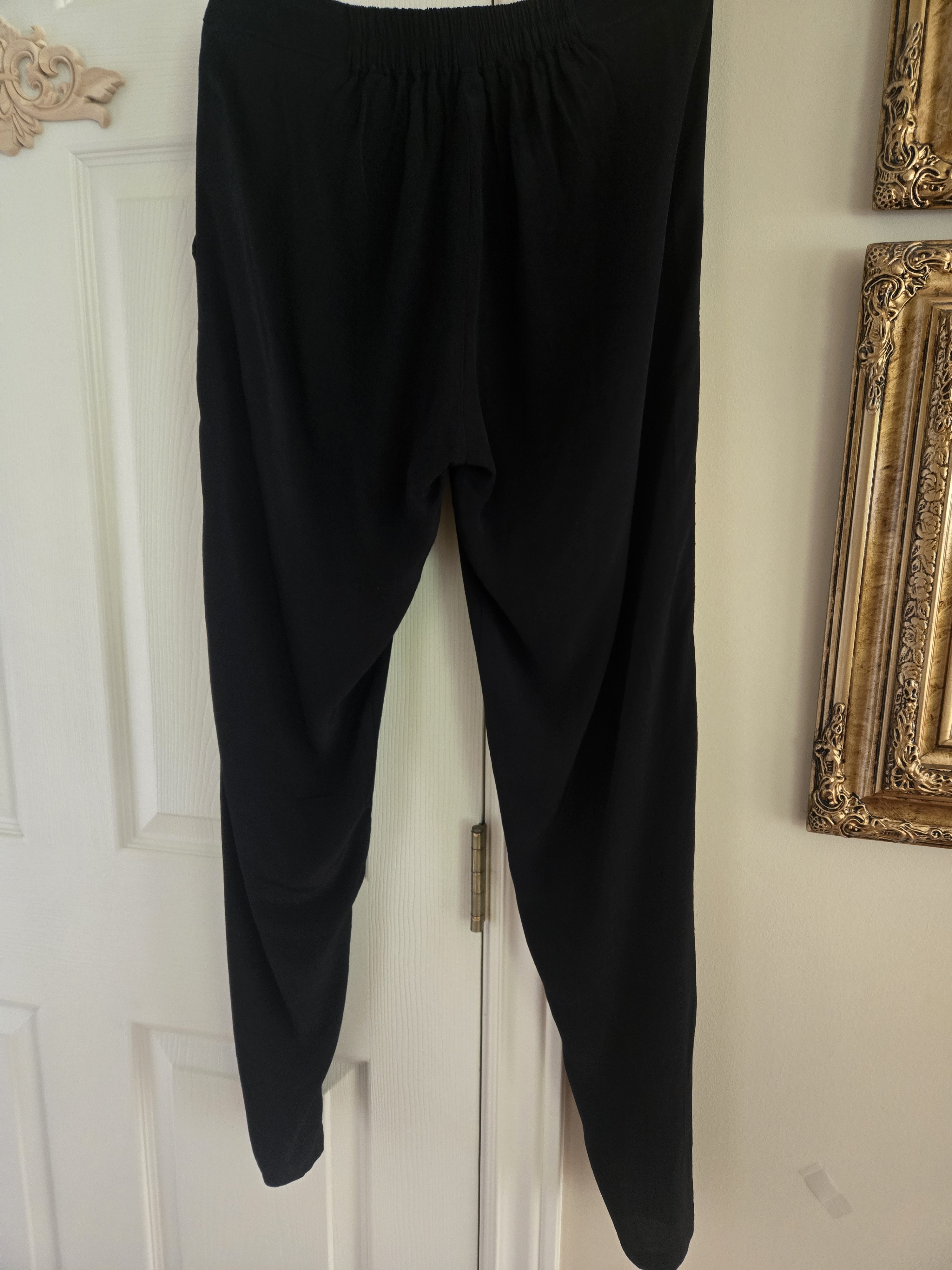 Women's Black Skinny Pants With Gold Lace Trim — image 2 of 8